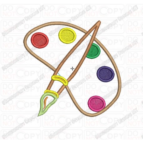 Paint Brush Pallet Embroidery Design in 3x3 4x4 and 5x5 Sizes