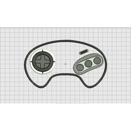 Video Game Controller Sega Genesis Style Applique Embroidery Design in 4x4 and 5x7 Sizes