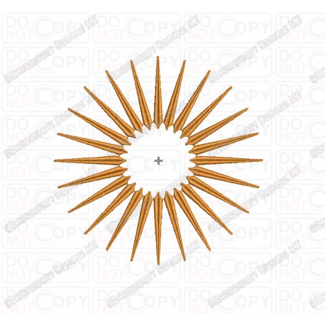Sun Rays Embroidery Design in 2x2 3x3 4x4 and 5x5 Sizes