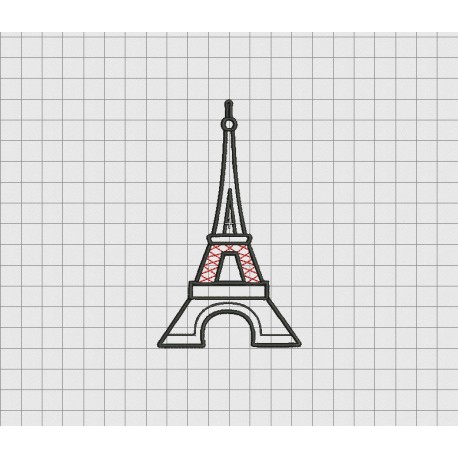Eiffel Tower Applique Embroidery Design in 3x3 4x4 5x5 and 6x6 Sizes