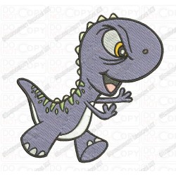 Angry Cartoon Baby T-rex Dinosaur Embroidery Design in 3x3 4x4 and 5x7 Sizes