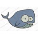 Goofy Whale Embroidery Design in 3x3 4x4 and 5x7 Sizes