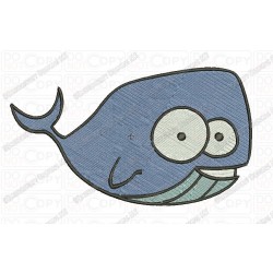 Goofy Whale Embroidery Design in 3x3 4x4 and 5x7 Sizes