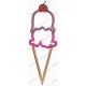Ice Cream Cone with Cherry on top Applique Embroidery Design in 4x4 and 5x7 Sizes