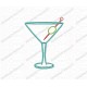 Martini Glass with Olive Outline Embroidery Design in 2x2 3x3 4x4 5x5 and 6x6 Sizes