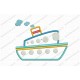Tug Boat 3 Layer Applique Embroidery Design in 4x4 and 5x7 Sizes