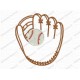 Baseball and Glove Applique Embroidery Design in 3x3 4x4 and 5x7 Sizes