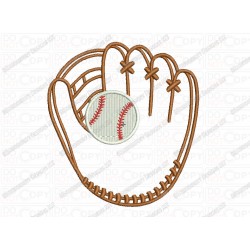 Baseball and Glove Applique Embroidery Design in 3x3 4x4 and 5x7 Sizes