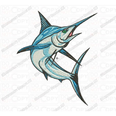 Marlin Fish Embroidery Design in 4x4 5x7 and 6x10 Sizes