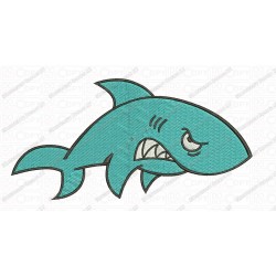 Angry Shark Embroidery Design in 2x2 3x3 4x4 and 5x7 Sizes
