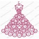 Fancy Curly Dress Embroidery Design in 4x4 and 5x7 Sizes
