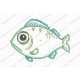 Fish Applique Embroidery Design in 3x3 4x4 and 5x7 Sizes