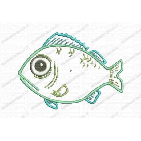 Fish Applique Embroidery Design in 3x3 4x4 and 5x7 Sizes