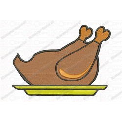 Cooked Thanksgiving Turkey Embroidery Design in 2x2 3x3 4x4 and 5x7 Sizes