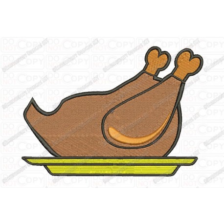 Cooked Thanksgiving Turkey Embroidery Design in 2x2 3x3 4x4 and 5x7 Sizes