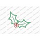 Holly and Berries Christmas Applique Embroidery Design in 3x3 4x4 and 5x7 Sizes