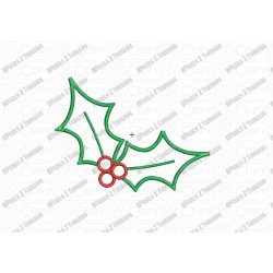 Holly and Berries Christmas Applique Embroidery Design in 3x3 4x4 and 5x7 Sizes