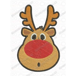 Red Nose Reindeer Embroidery Design in 2x2 3x3 4x4 and 5x7 Sizes