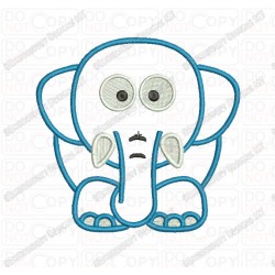 Elephant with Tusk Applique Embroidery Design in 3x3 4x4 and 5x5 Sizes