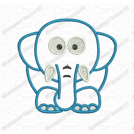 Elephant with Tusk Applique Embroidery Design in 3x3 4x4 and 5x5 Sizes