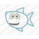 Shark Cute Cartoon Applique Embroidery Design in 3x3 4x4 and 5x7 Sizes