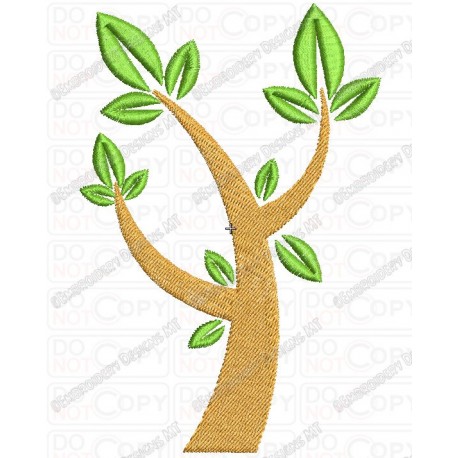 Tree with 3 Leaves  Embroidery Design in 4x4 and 5x7 Sizes