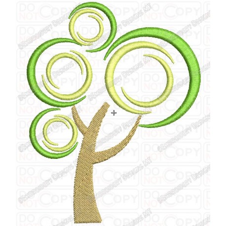 Swirl Leaf Tree Embroidery Design in 4x4 and 5x7 Sizes