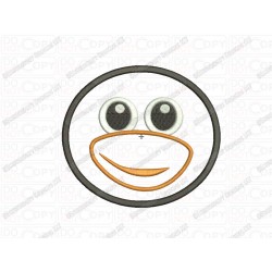 Penguin Face Head Applique Embroidery Design in 3x3 4x4 and 5x7 Sizes