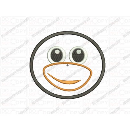 Penguin Face Head Applique Embroidery Design in 3x3 4x4 and 5x7 Sizes
