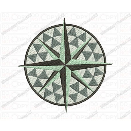 Compass Nautical Star Star Embroidery Design in 3x3 4x4 and 5x7 Sizes