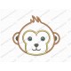 Monkey Again Face Head Applique Embroidery Design in 3x3 4x4 and 5x7 Sizes