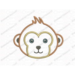 Monkey Again Face Head Applique Embroidery Design in 3x3 4x4 and 5x7 Sizes