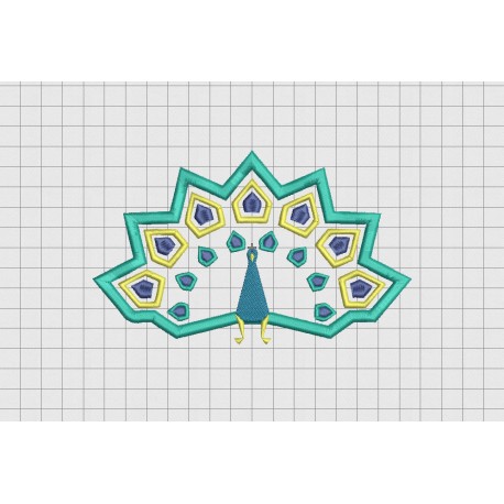 Peacock Peafowl Applique Embroidery Design in 3x3 4x4 5x5 and 6x6 Sizes