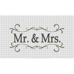 Mr. and Mrs. Simple Wedding Announcement Embroidery Design in 4x4 5x7 and 6x10 Sizes