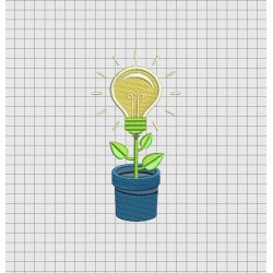 Light Bulb Flower Pot Embroidery Design in 4x4 5x5 6x6 and 7x7 Sizes