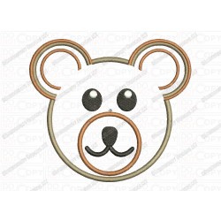 Bear Face Applique Embroidery Design in 3x3 4x4 and 5x7 Sizes