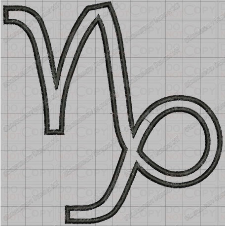 Capricorn Zodiac Sign Applique Embroidery Design in 4x4 and 5x7 Sizes