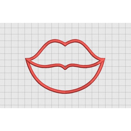 Lips Applique Embroidery Design in 3x3 4x4 5x5 and 6x6 Sizes