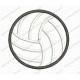 Volleyball Applique Embroidery Design in 2x2 3x3 4x4 and 5x7 Sizes
