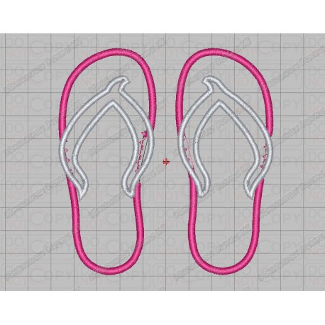 Flip Flops Applique Embroidery Design in 3x3 4x4 and 5x7 Sizes