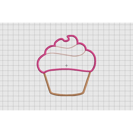 Simple Cupcake Applique 2 Layers Embroidery Design in 3x3 4x4 5x5 and 6x6 Sizes