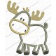 Childish Moose Applique Embroidery Design in 4x4 5x5 and 6x6 Sizes