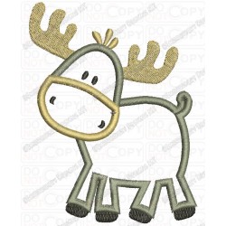 Childish Moose Applique Embroidery Design in 4x4 5x5 and 6x6 Sizes