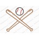 Bats and Baseball Applique Embroidery Design in 3x3 4x4 and 5x7 Sizes