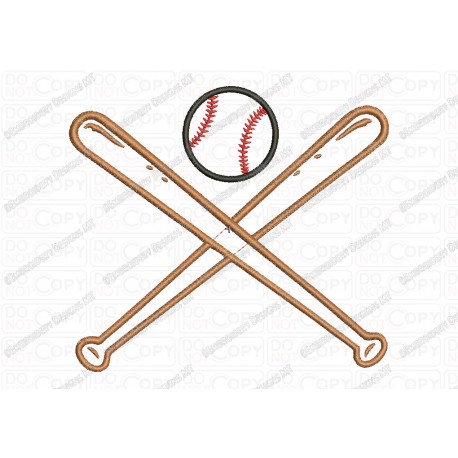 Bats and Baseball Applique Embroidery Design in 3x3 4x4 and 5x7 Sizes