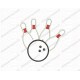 Bowling Ball Strike Applique Embroidery Design in 3x3 4x4 and 5x7 Sizes