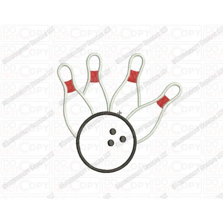 Bowling Ball Strike Applique Embroidery Design in 3x3 4x4 and 5x7 Sizes