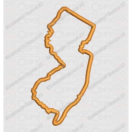 New Jersey State Applique Embroidery Design in 4x4 and 5x7 Sizes