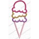 Ice Cream Cone 3 Scoop Applique Embroidery Design in 4x4 and 5x7 Sizes