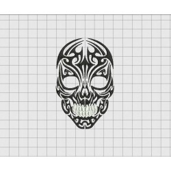 Skull Tribal Tattoo Full Stitch Embroidery Design in 3x3 4x4 and 5x5 Sizes
